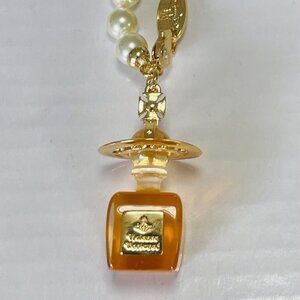 New Pearl Vivienne Westwood Gold Perfume Pendant Choker Necklace Charm